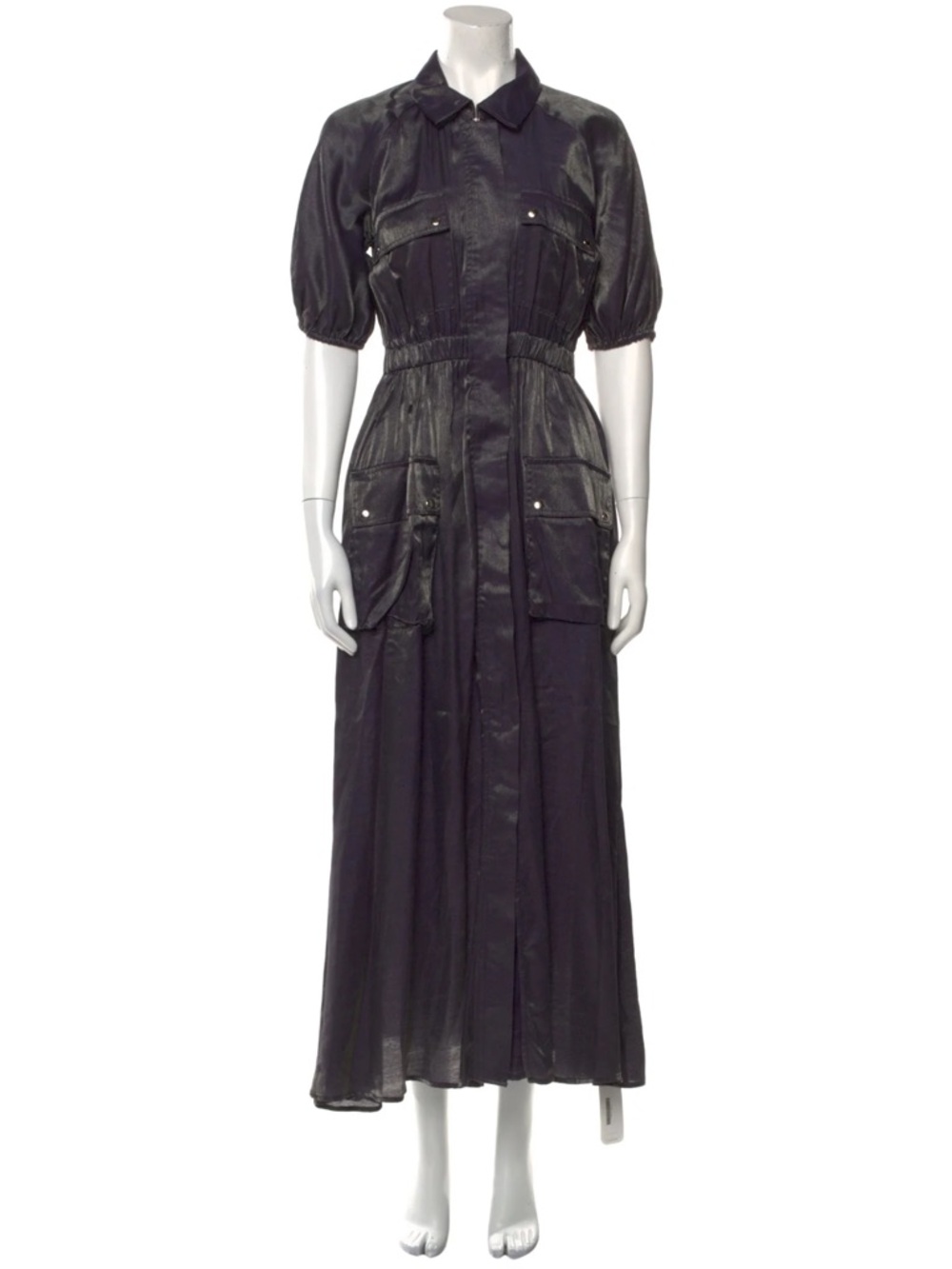 Samant Chauhan Button-Front Satin Utility Dress